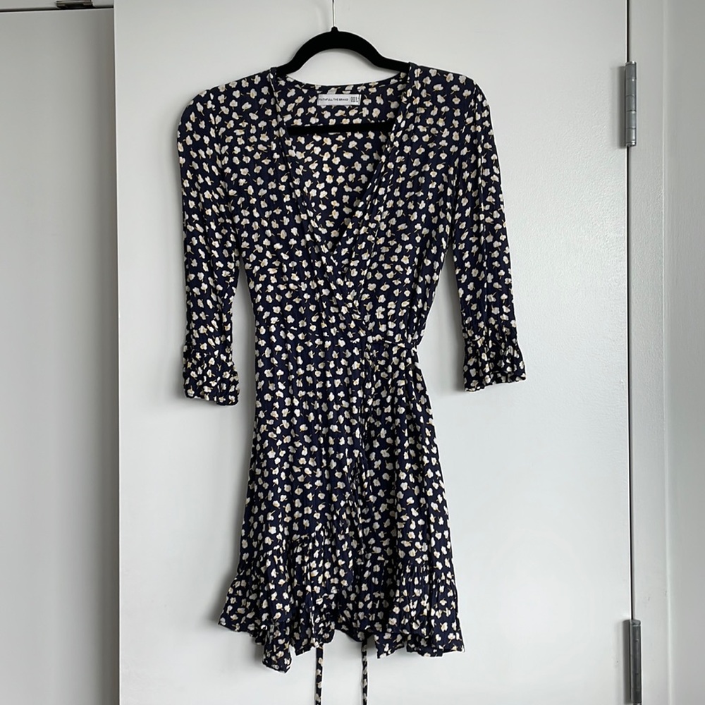 Navy floral wrap dress